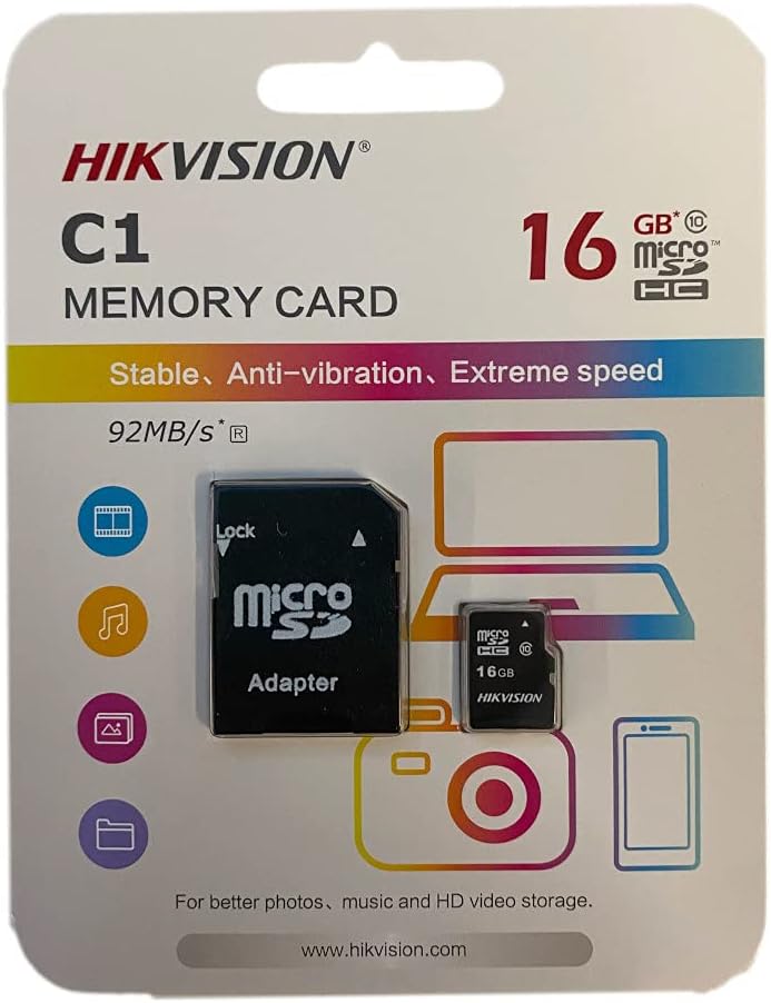 Hikvision microSDHC UHS-I 92 MB/s Card with Adapter 16GB