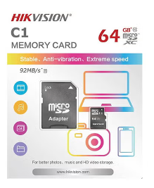 64GB Hikvision microSDHC UHS-I 92 MB/s Card with Adapter 