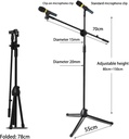 Microphone Stand, with Two Clips for Microphones Folding and Adjustable Microphone 