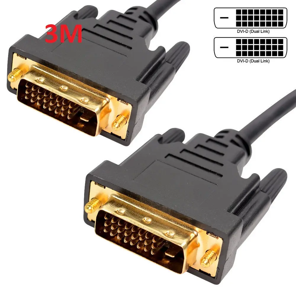 DVI Cable 24+1 3M Pin Dual Link Male DVI-D to DVI D Adapter Lead Converter UK