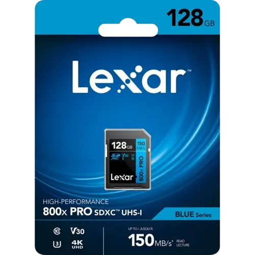 Lexar SDXC 800x Pro 128GB 150MB/s C10 V30 U3 