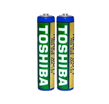 Toshiba R03KG(B) SP-2TGC Heavy Duty AAA Carbon Zinc Batteries, 1.5 V, 2 Pieces 