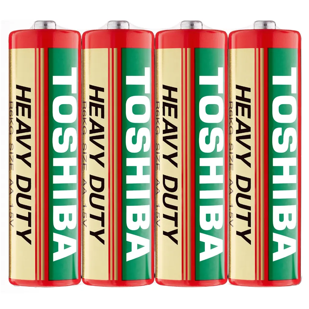 Toshiba R6KG SP-4TGTEG Heavy Duty AA Carbon Zinc Batteries, 1.5 V, 4 Pieces 