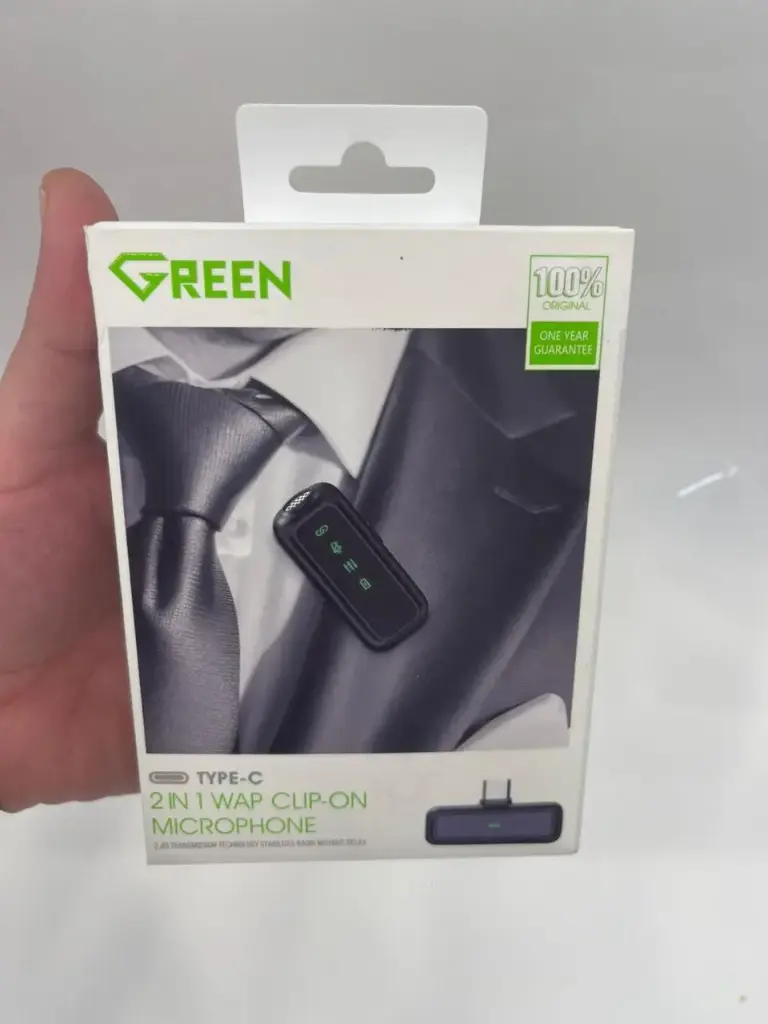 green 2in1 wap clip-on microphone ge-m101