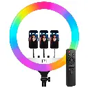 Ring Light jj-45 18 inch LED RGB 360 Degree Rotating Soft Ring LED Live Streaming Ring 2700K-6500K with 3 Phone Holders, Remote Control