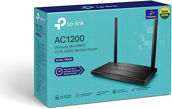 TP-LINK Archer VR400-AC1200 Wireless Gigabit VDSL/ADSL Modem Router Black