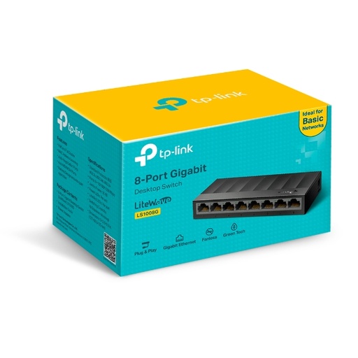 TP-LINK LS1008G Desktop Switch, 8 Ports - Black