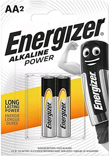 Energizer power AA2 Alkaline Batteries Pack of 2 1.5V