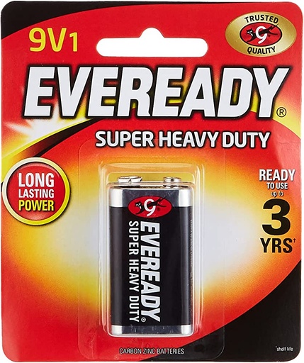 Eveready Super Heavy Duty Battery, Size 9V