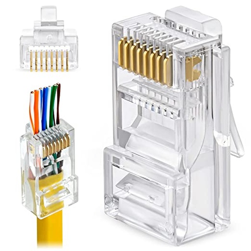 RJ45 Cat6 Pass Through Connectors  Pack of 100