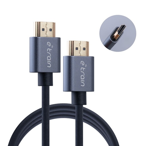 E-train (DC890) HDMI to HDMI Round Cable 1.2M Gold Plated - Black