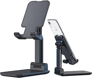 Stand Holder, Double Adjustable Mobile stand Phone Tablet Holder (Black)