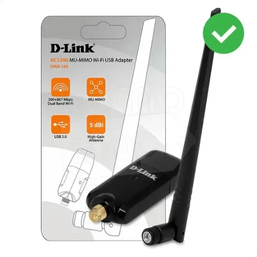 D-Link DWA-172 High-Gain Wi-Fi AC600 USB 2.0 Wireless Adapter with External Antenna , Black