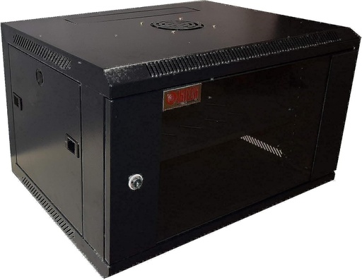 6U 600x450 Wall Mount Cabinet / Rack with fan, shelf , cage nuts & 6way PDU