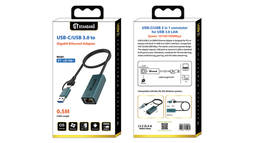 (USB-C+USB 2) Ethernet HUB ST-UE106 (2 in 1) USB3.0 Lan RJ45(1000M) 