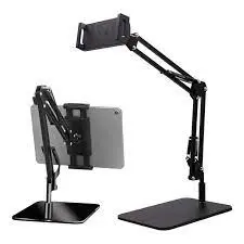 Multi-angle adjustable long arm metal mobile phone table holder tablet stand with 360 degree rotation